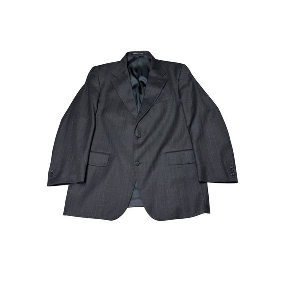 J. Press Parker Mens 43R Wool Pinstripe Blazer Jacket Charcoal Grey Made Canada
